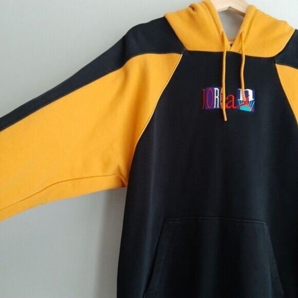 Nike Air JORDAN Legacy Flight Nostalgia AJ9 Hoodie Yellow Black Men's Sz S - Picture 11 of 16